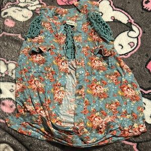 Bella D. Kids Floral Top with Lace Details